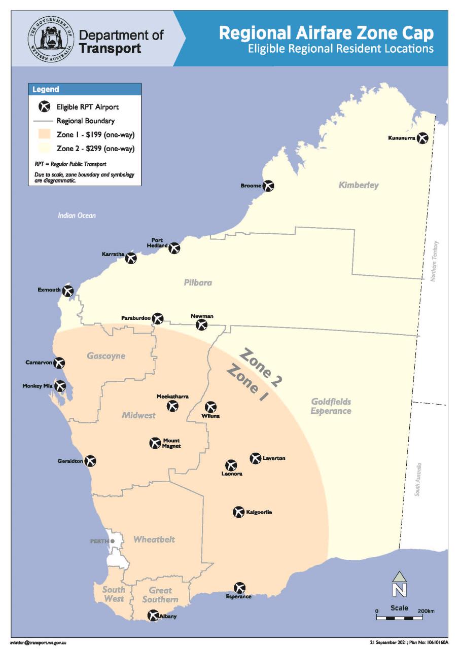 Map of regional airfare zones